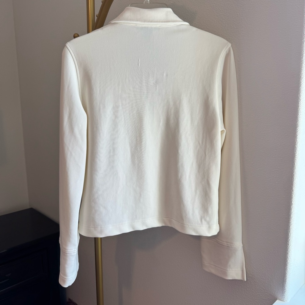 Boston Proper Sporty Zip Front Creamy White Knit Jacket w/Vented Sleeve - Small - Picture 9 of 17